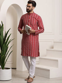 SOJANYA Self Design Thread Work Mandarin Collar Kurta