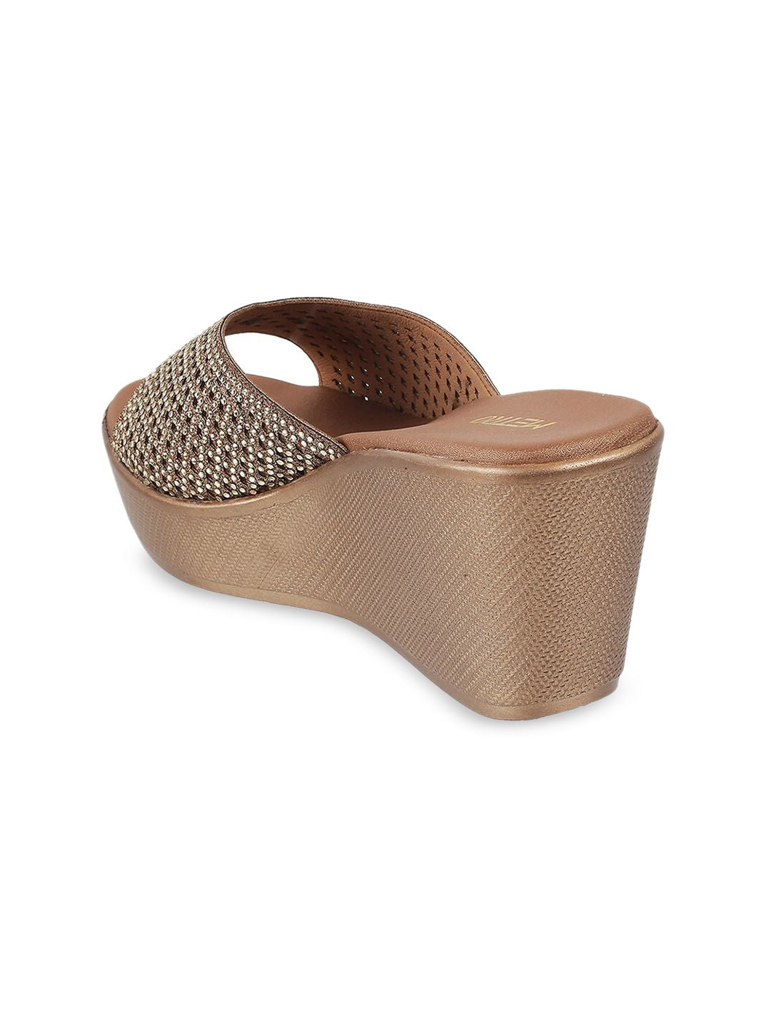 Metro Gold-Toned Embellished Wedge Heel Sandals