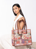 ZOUK Ethnic Motifs Printed Oversized Shopper Jute Handheld Bag