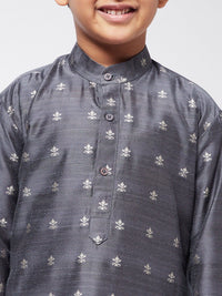 SOJANYA Boys Grey Printed Thread Work Kurta