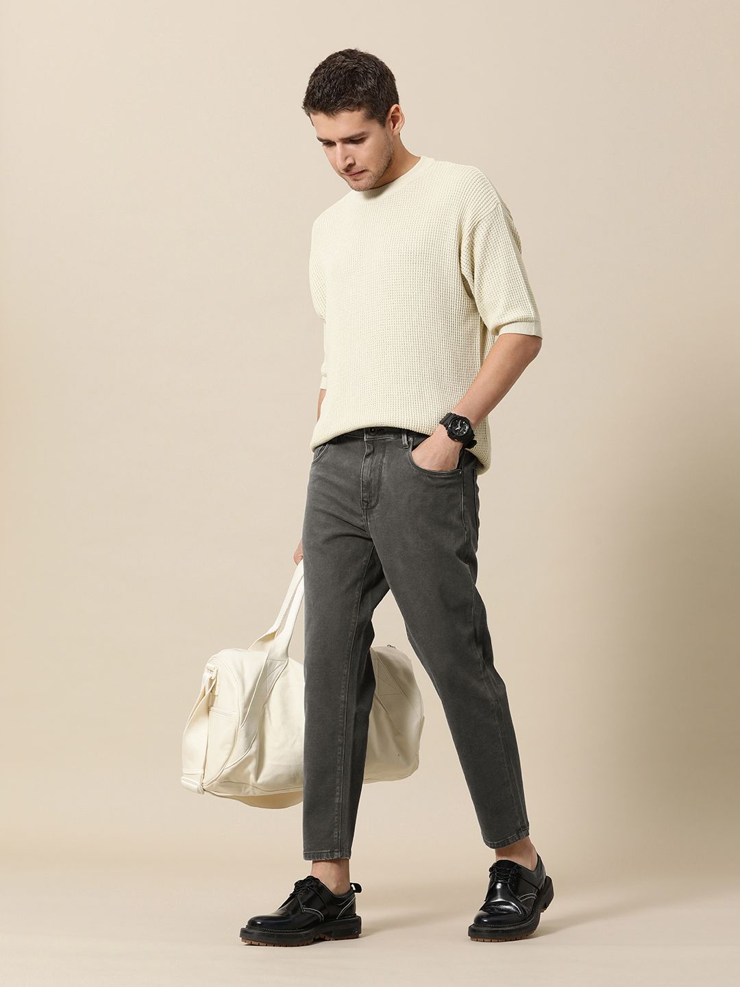 Mr Bowerbird Men Mid Rise Tapered Fit Light Fade Stretchable Jeans