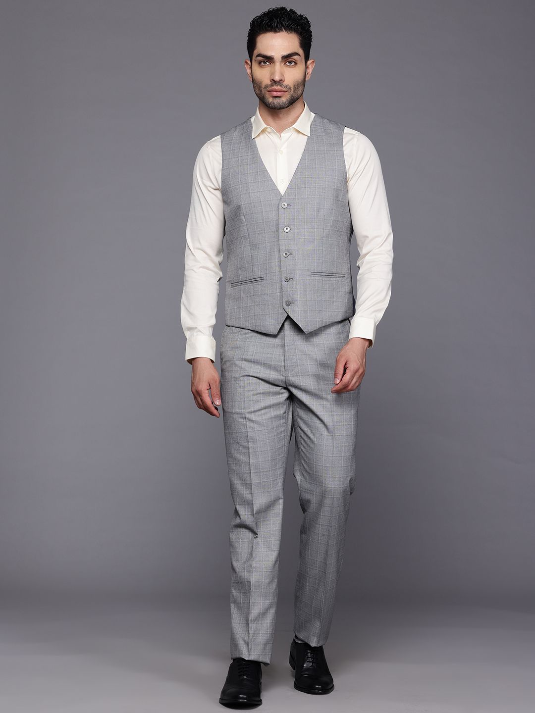 Raymond Checked Contemporary Fit Notched Lapel 3-Piece Suit