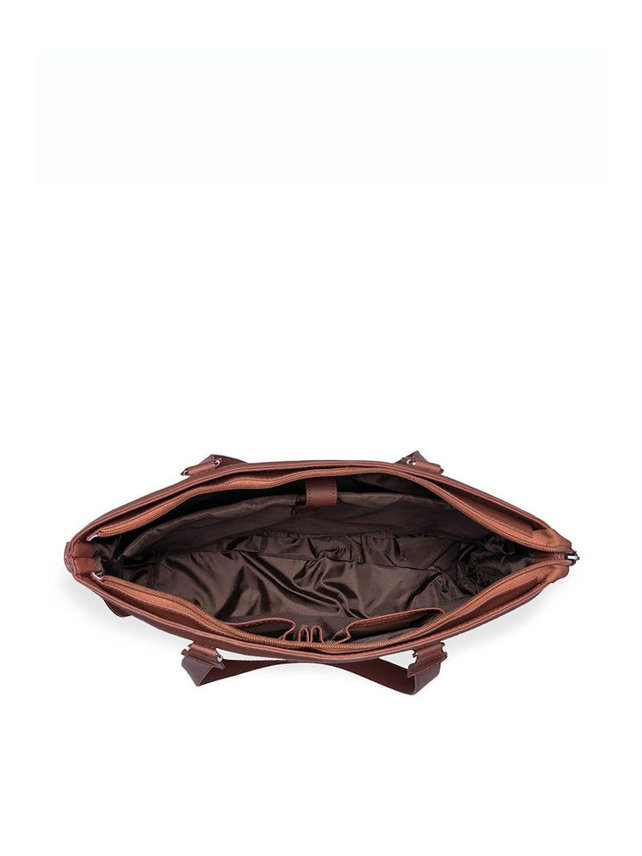 ZOUK Brown Ethnic Motifs Printed Laptop Structured Shoulder Bag