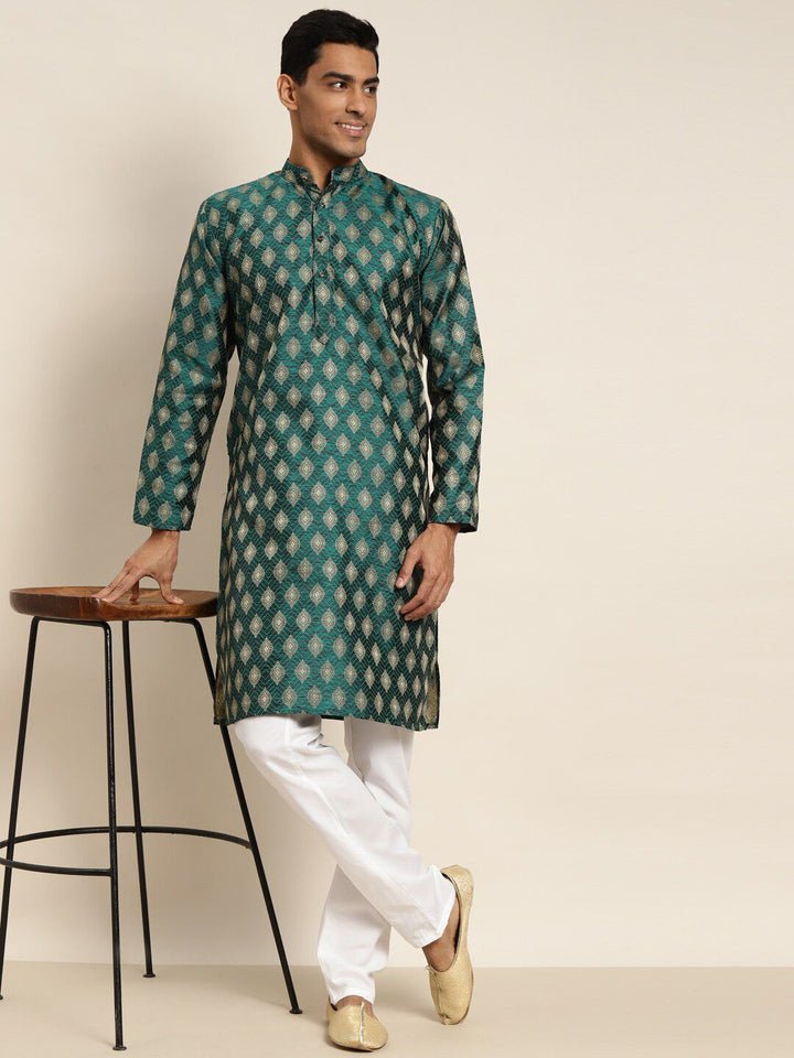 SOJANYA Kurta Tenun Motif Etnik Kolar Mandarin