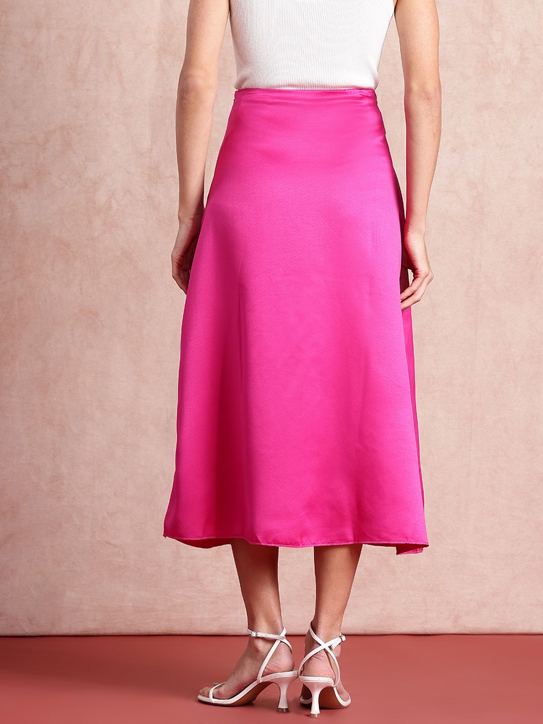 all about you Satin A-Line Midi Skirt
