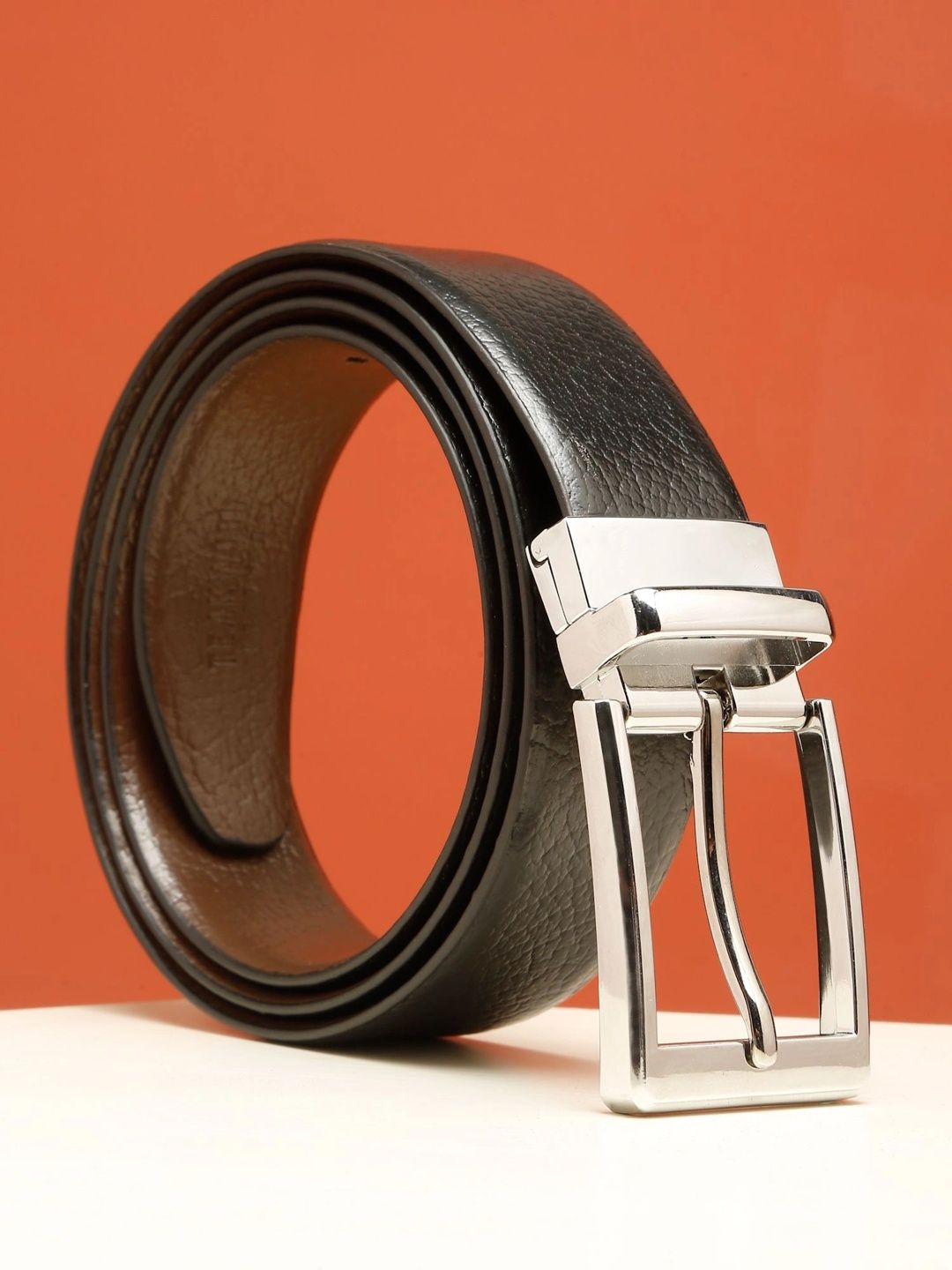 Teakwood Leathers Men Textured Leather Reversible Belt