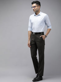 Park Avenue Men Mid-Rise Checked Smart Trousers