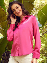 WORK IT by STREET 9 Comfort Fit Satin Casual Shirt