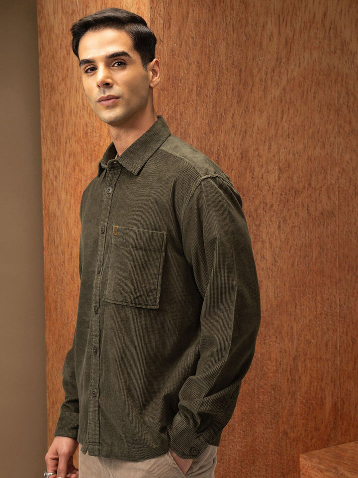 LOCOMOTIVE Premium Oversized Corduroy Solid Overshirt