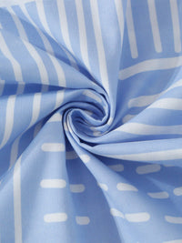 KLOTTHE Blue Geometric Patterned 300 TC Fitted King Bedsheet With 2 Pillow Covers