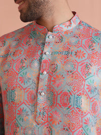 KISAH Floral Printed Straight Kurta with Trousers