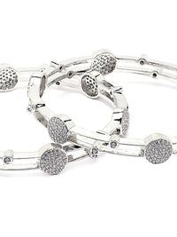 KARATCART Set Of 2 Silver Plated Cubic Zirconia Studded Bangles