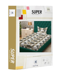 Klotthe Multi Geometric 400 TC Pure Cotton Fitted Single Bedsheet in Book Fold Packing