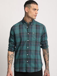 THE BEAR HOUSE Men Checked Slim Fit Button-Down Collar Casual Shirt