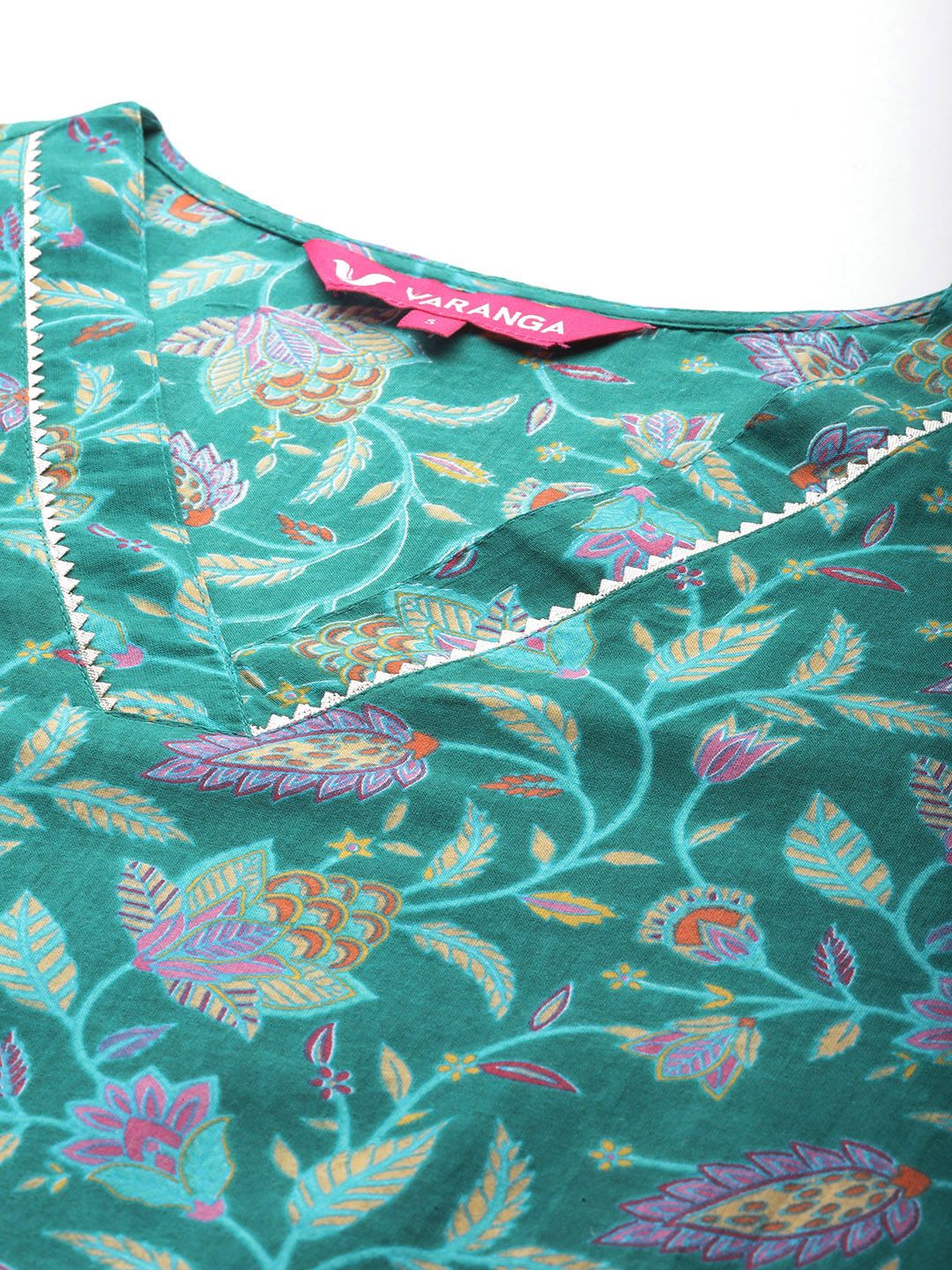 Varanga Floral Printed Gotta Patti Pure Cotton Kurta