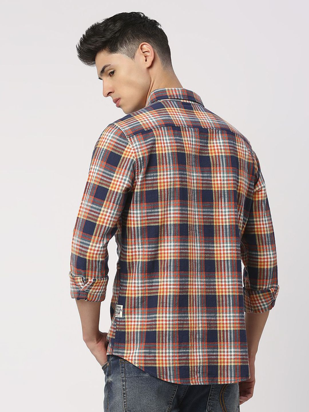 Being Human Men Slim Fit Button-Down Collar Tartan Checks Opaque Checked Casual Shirt