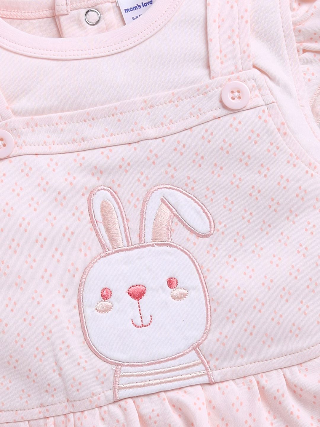 Moms Love Infant Girls Cotton Rompers with Applique Detail