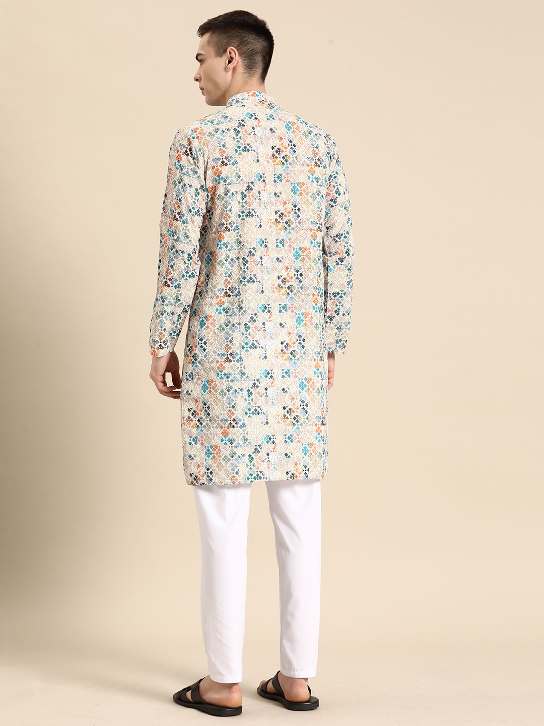 Anouk Men Embroidered Regular Sequinned Pure Cotton Kurta with Pyjamas