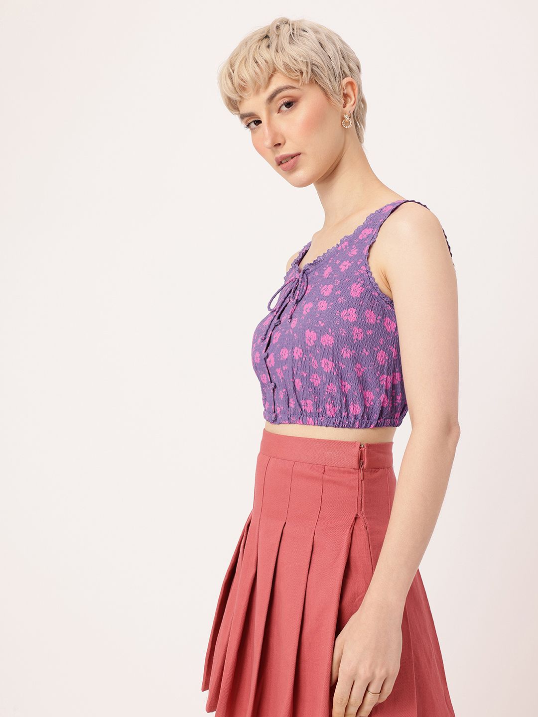 DressBerry Mini Blooms Seersucker Blouson Top