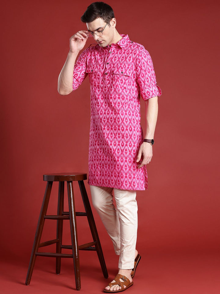 Anouk Pure Cotton Ikat Print Pathani Kurta