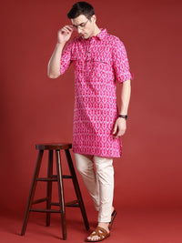 Anouk Pure Cotton Ikat Print Pathani Kurta