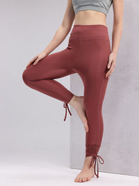 HRX by Hrithik Roshan Women Ruched Cropped Yoga Tights With Tie-Ups