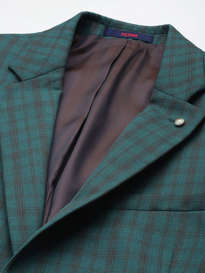 Raymond Contemporary Fit Single Breasted Checked Blazer