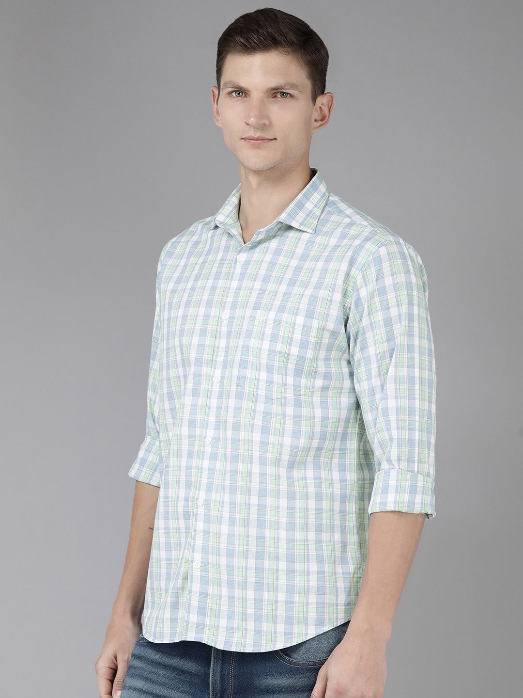 Park Avenue Slim Fit Checked Pure Cotton Casual Shirt