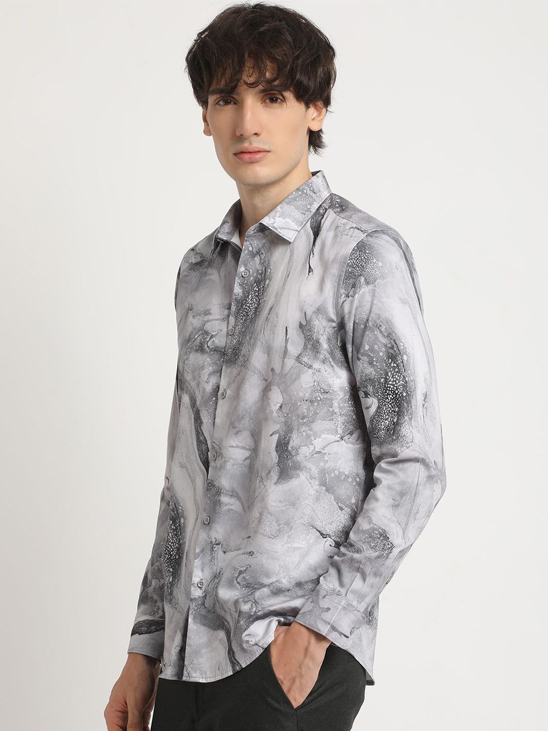 THE BEAR HOUSE Men's Printed Slim Fit Casual Shirt