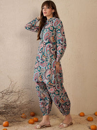 Indo Era Women Ethnic Motifs Printed Regular Pure Cotton Kurta with Salwar