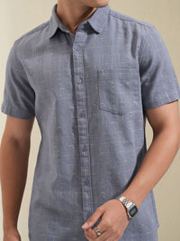HIGHLANDER Men Special Yarn Dobby Textured Checked Casual Shirt