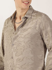 Thomas Scott Men Premium Spread Collar Textured Textured Slim Fit Casual Shirt