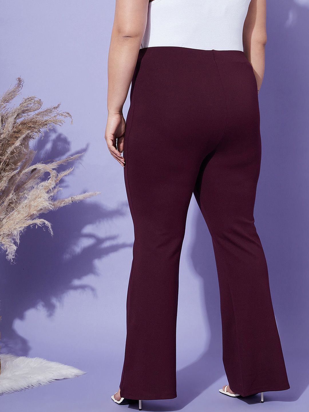 SASSAFRAS Curve Women  4-Way Stretch Bell Bottom High-Rise Trousers