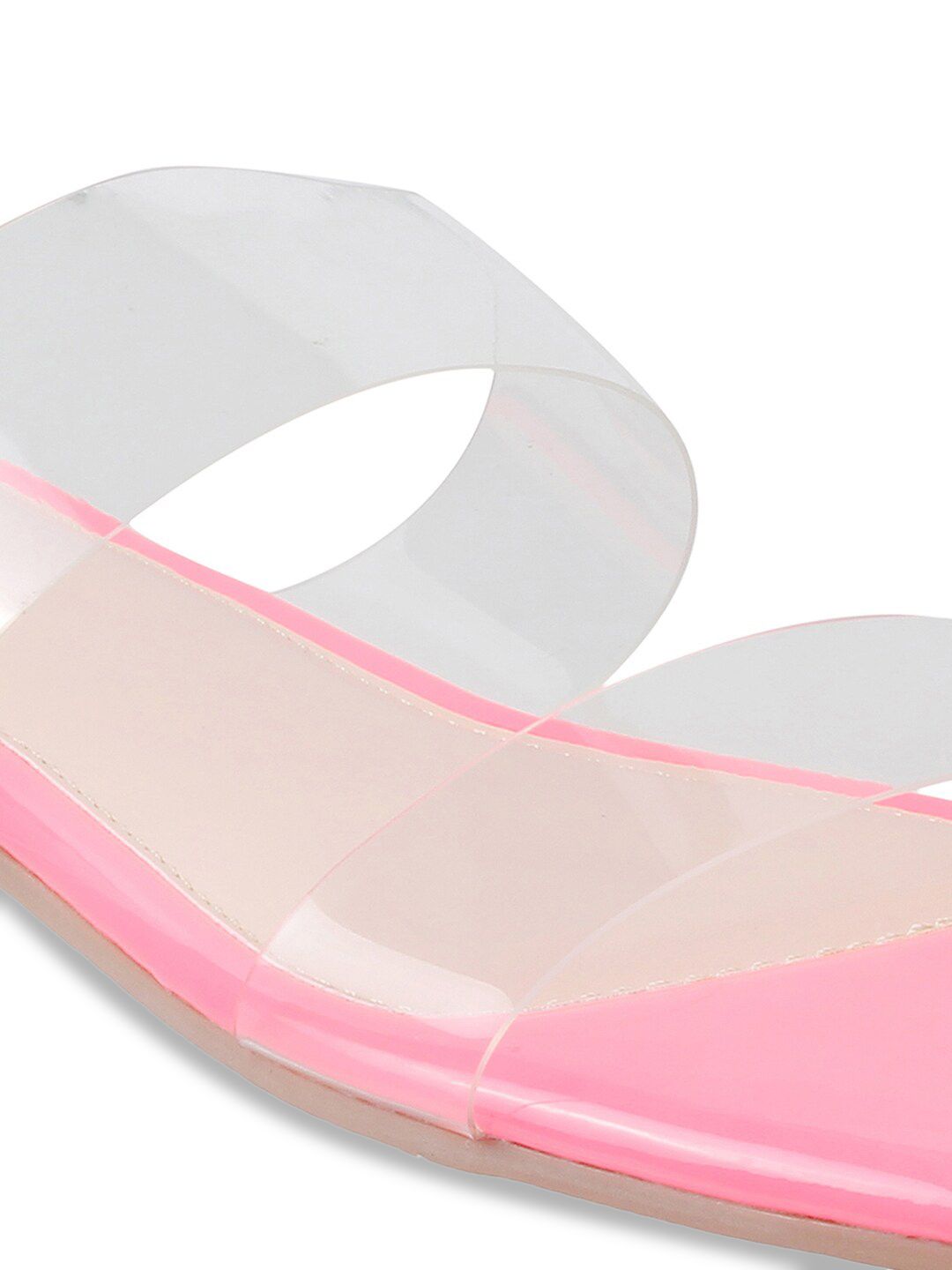 Mochi Women Pink Colourblocked Open Toe Flats