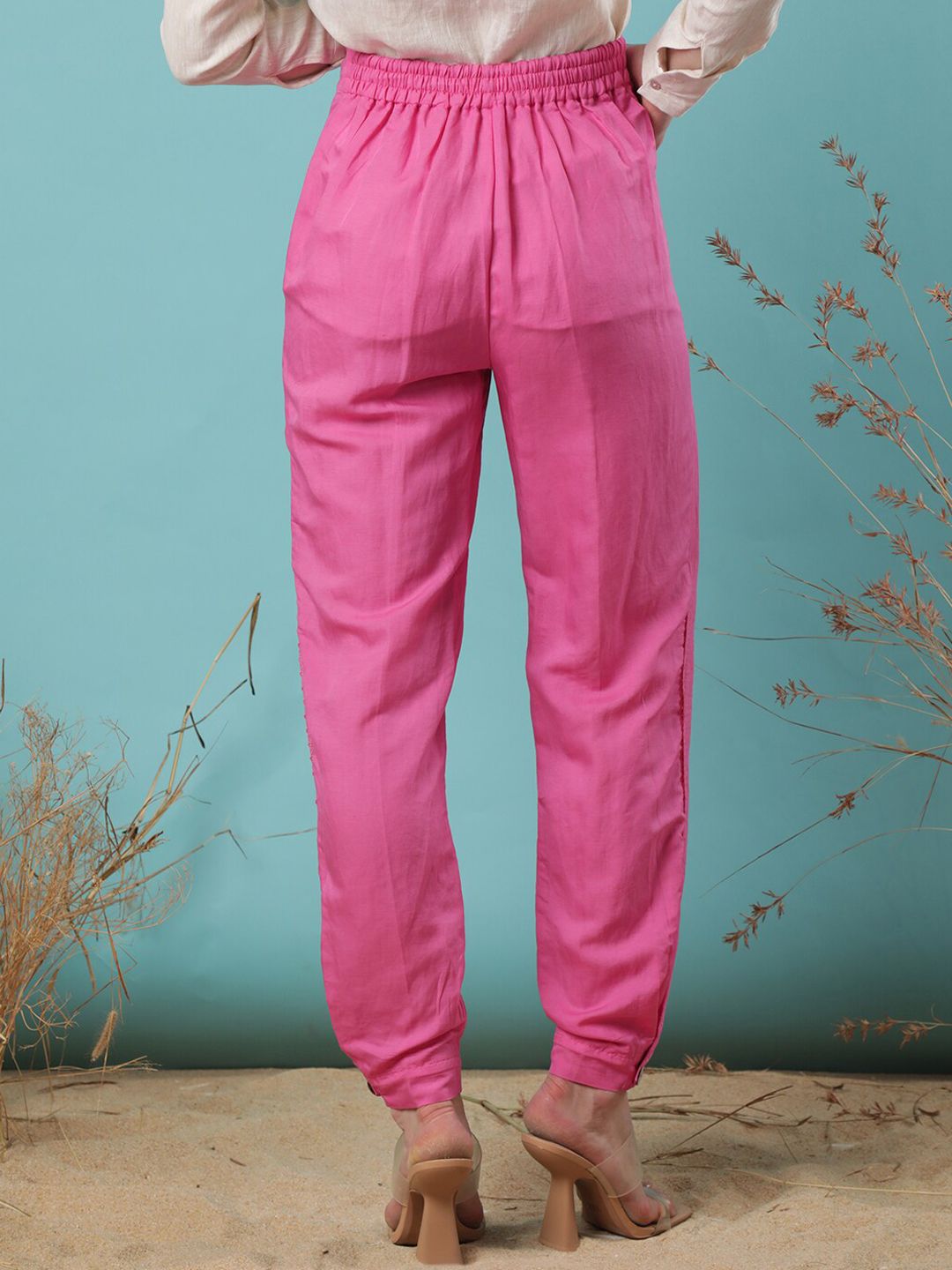 RAREISM Women Slim Fit Pleated Joggers