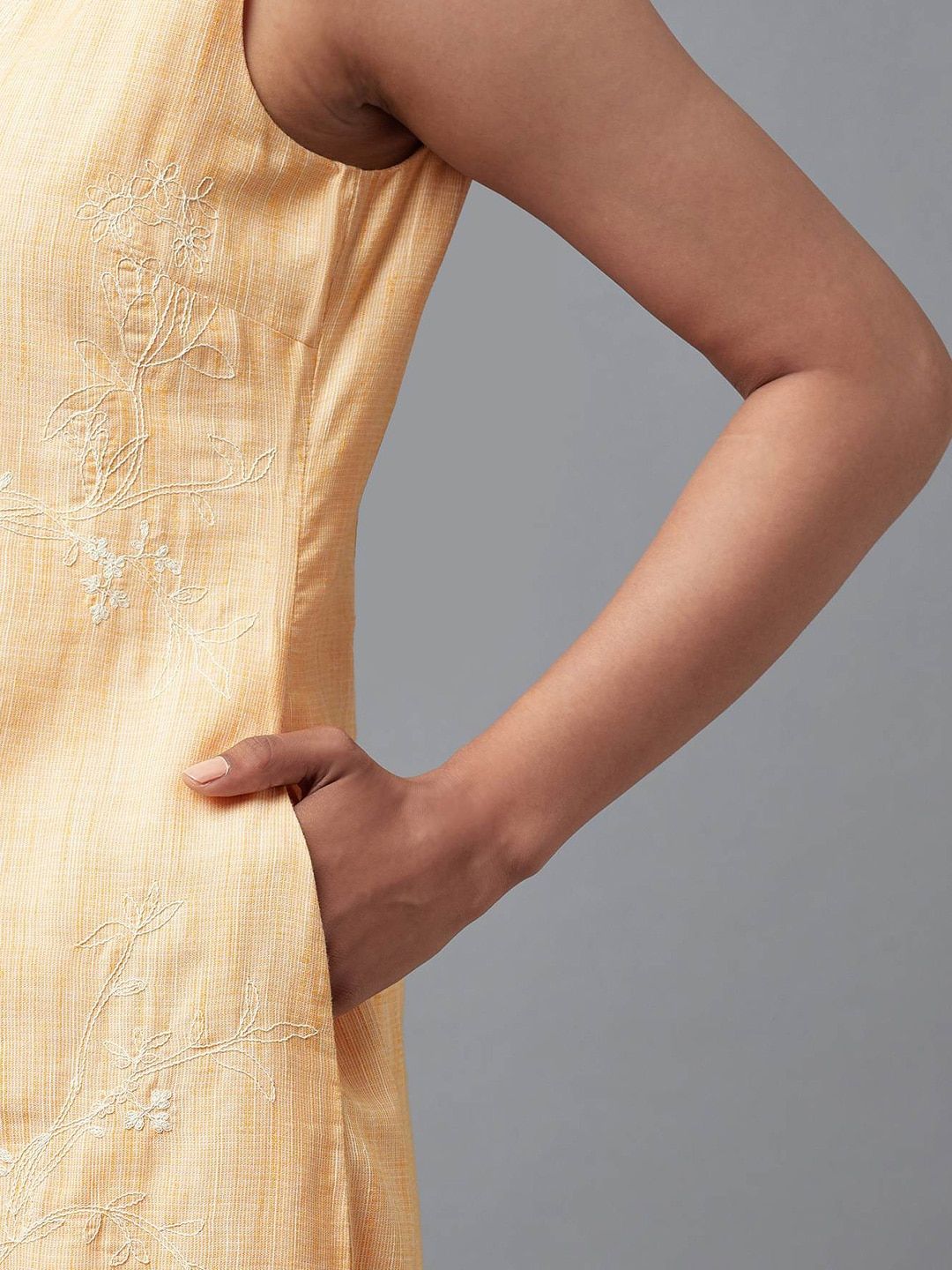 W Floral Embroidered A-Line Cotton Dress