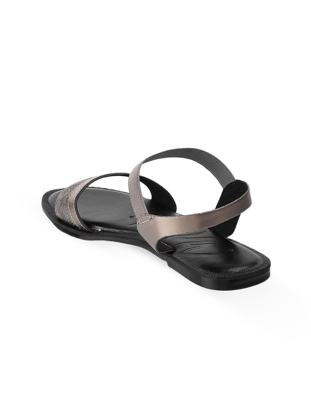 Mochi Women Grey Colourblocked Open Toe Flats