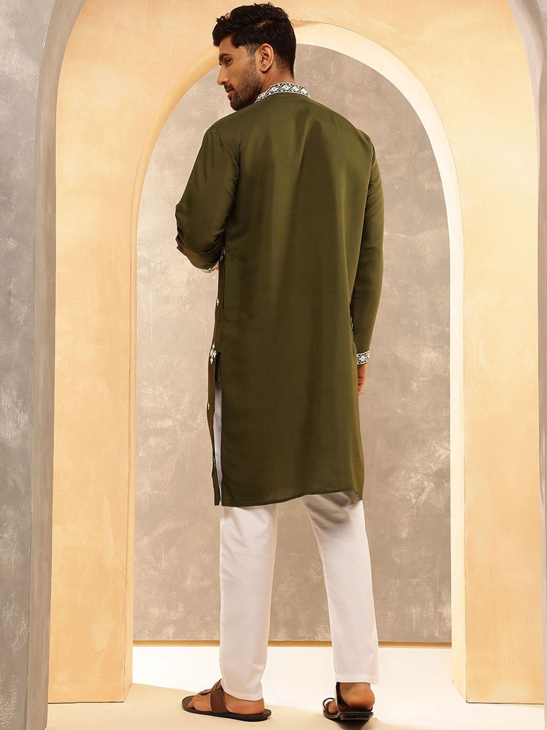 Anouk Men Embroidered Regular Mirror Work Kurta with Pyjamas