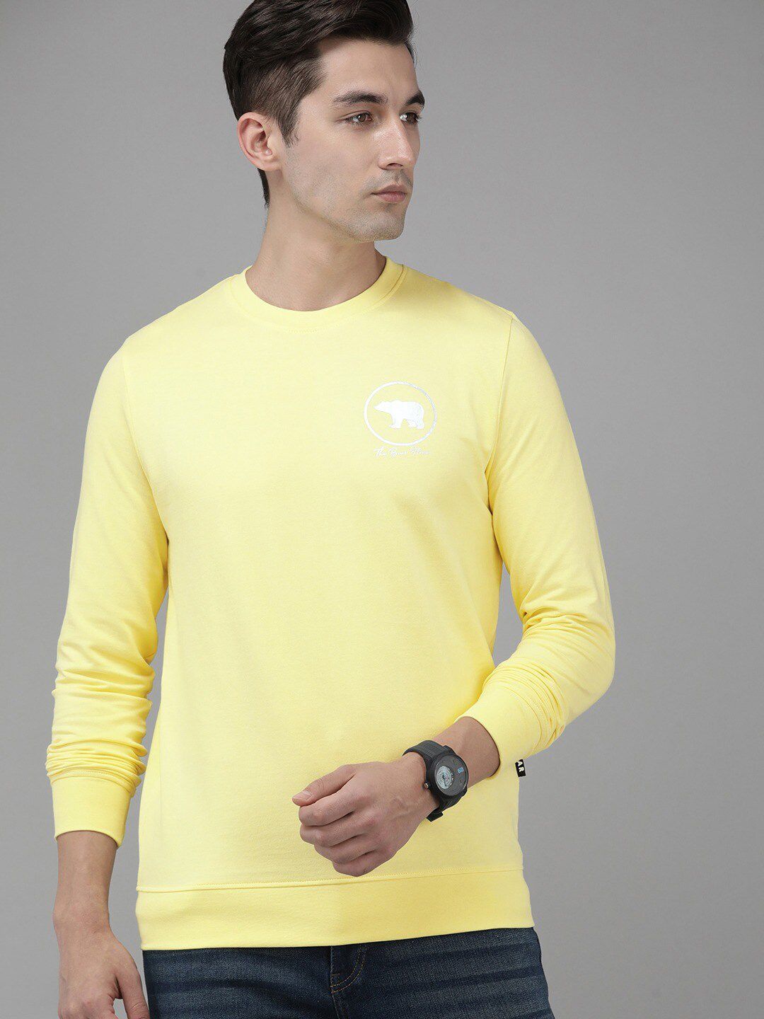 THE BEAR HOUSE Men Typography Printed Slim Fit Pure Cotton T-shirt