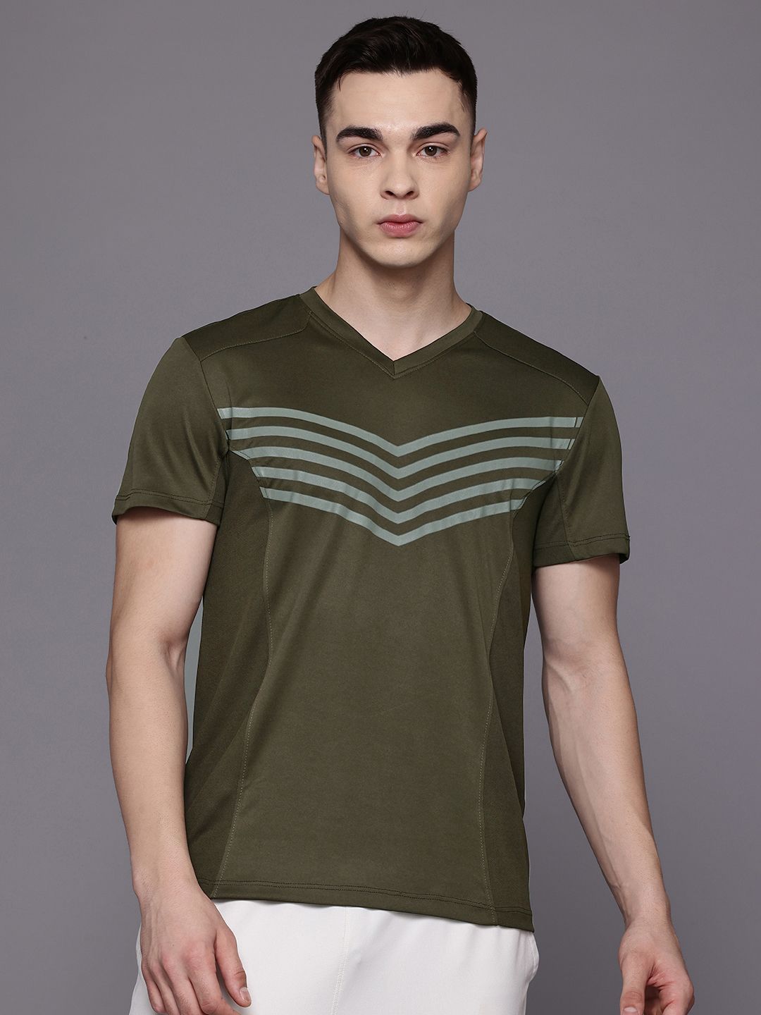 HRX by Hrithik Roshan Striped Rapid-Dry Training T-shirt