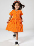 Nautinati Girls' Solid Fleece Round Neck Dress with Pockets