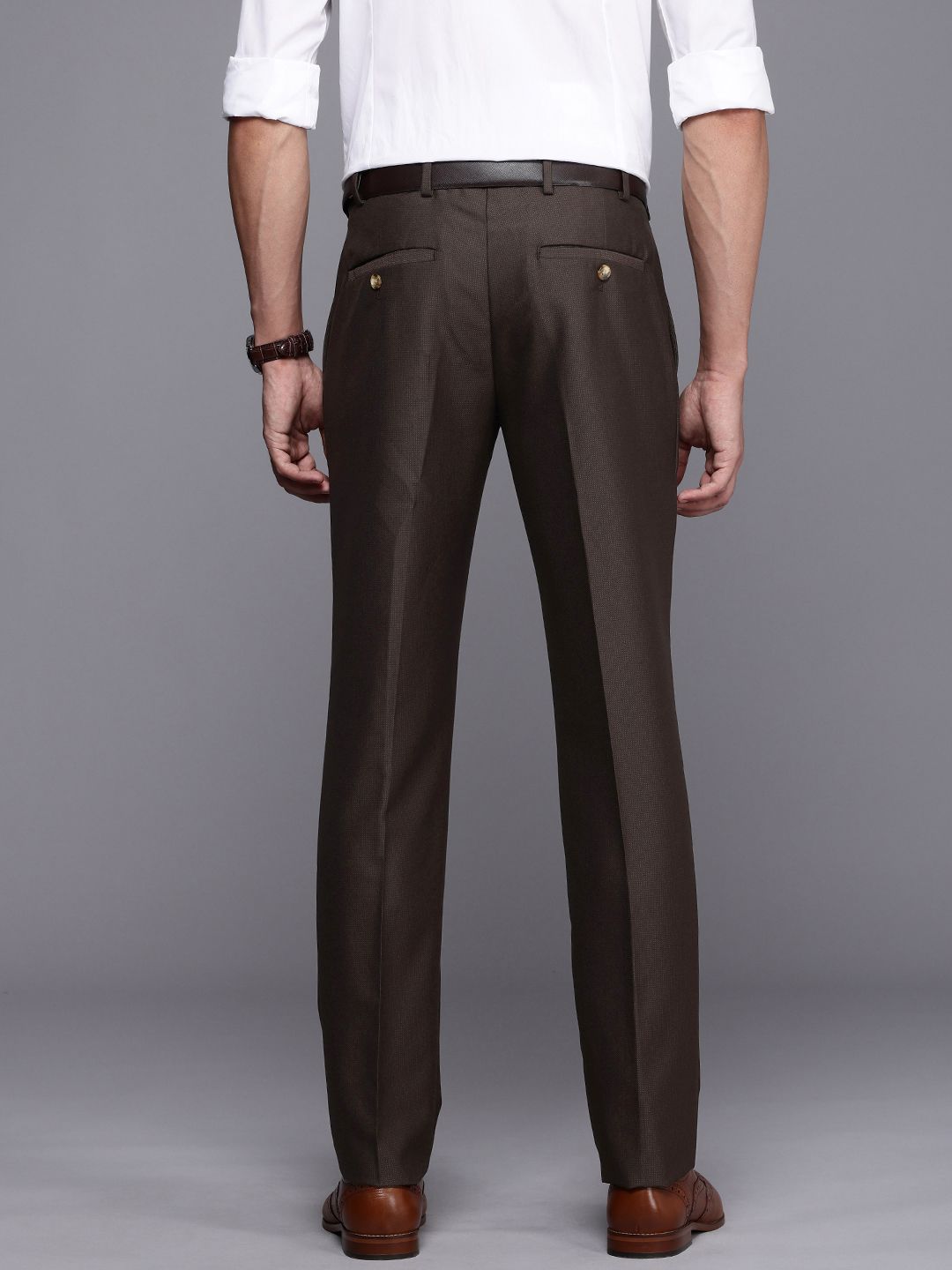 Raymond Men Textured Slim Fit Formal Trousers