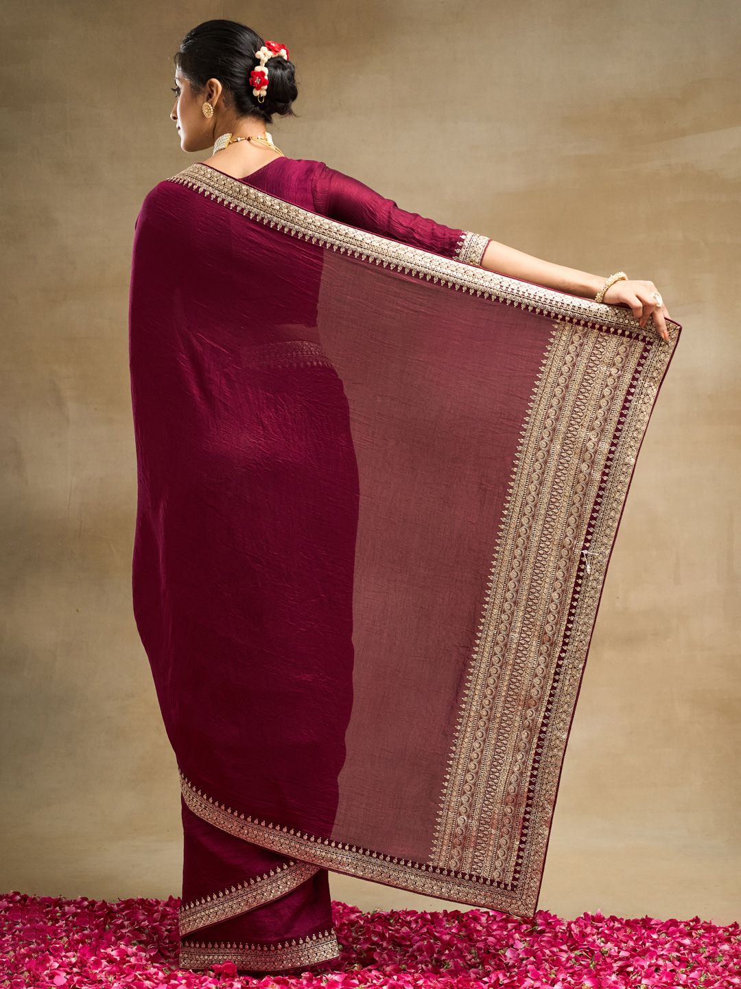 Saree Sutera Tulen Bersulam kasee