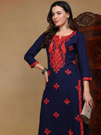 KALINI Ethnic Motifs Embroidered Thread Work Straigth Kurta