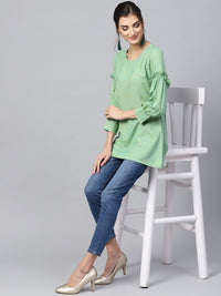 Gerua By Libas Women Green Solid A-Line Kurti