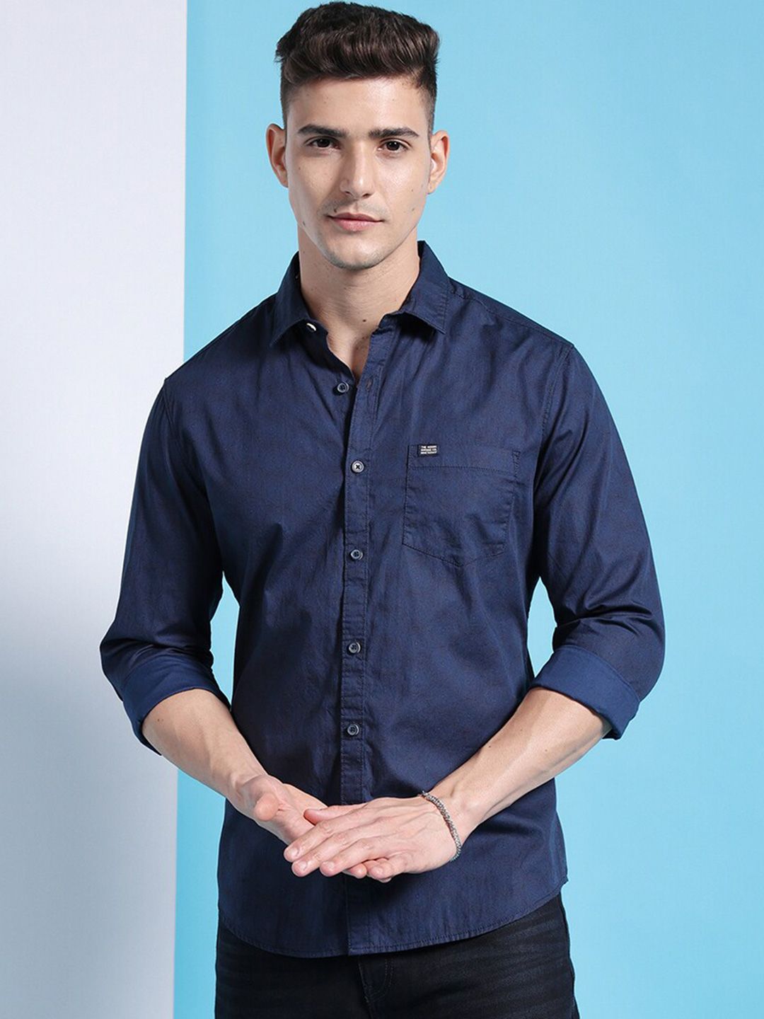 The Indian Garage Co Spread Collar Slim Fit Abstract Printed Casual Pure Cotton Shirt