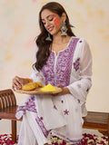 Indo Era Floral Embroidered Regular Thread Work Kurta with Trousers & Dupatta