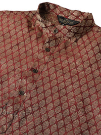 SOJANYA Men Maroon & Gold-Toned Ethnic Motifs Jacquard Kurta