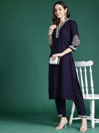Indo Era Floral Embroidered Sequinned Kurta with Trousers
