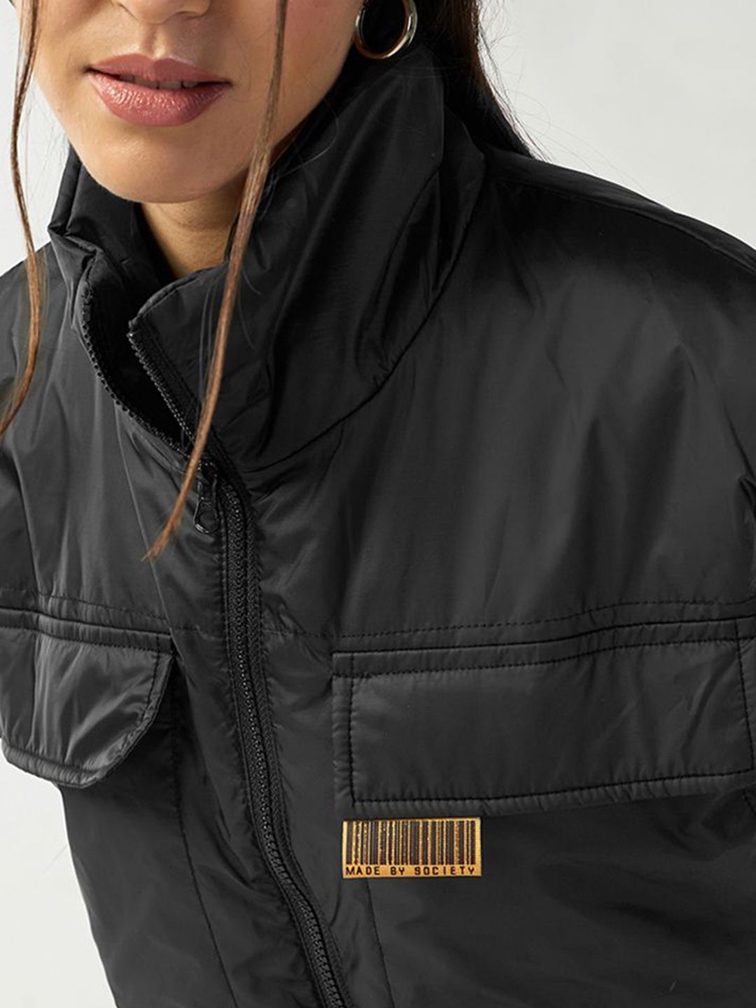 Bewakoof Women Black Oversized Gilet Jacket
